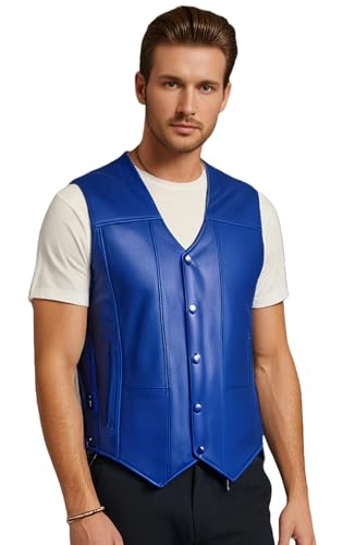 Deckra Classic Men's Genuine Leather Vest - Timeless Style Laceup Motorcycle Riding Biker Vest Club2
