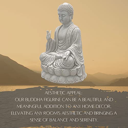 Estatua de Buda meditando de resina blanca de 12 pulgadas miniatura 6