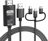 RXKJ Micro USB to HDMI，USB-C to HDMI Cable Phone to tv Adapter Android High Speed USB Type-C to HDMI 2.0 Braided Cable (Compatible with Thunderbolt 3/4), (HDMI 3-in-1)