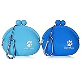 New Oasis Dog Treat Pouch, 10oz Reusable Silicone Dog Treat Pouch, 2 Pack Small Dog Snack Pouch Coin Purse Key Case Silicone Coin Pouch, DarkBlue and Blue