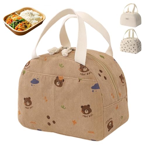 PHMING 6,5 L Sac Lunch Isotherme, Portable Sac Isotherme Enfant, Pliable Pochette-Isotherme Repas, avec Motif Ours, Adapté au Bureau, à L'école et au Camping