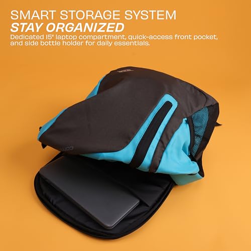Image of Nivia Conviction 2.0 Sports Backpack For Men And Women, 25L Lightweight Gym And Training Bag With 15-Inch Laptop Compartment, Padded Straps, Quick Access Pocket, Side Bottle Holder (Black /Sky)
