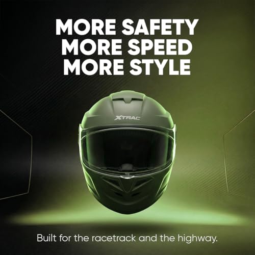 Image of Xtrac Arc Full Face Helmet - ISI Certified Bike Helmet for Men & Women | High-Impact ABS Shell | Clear Scratch-Resistant Visor | Comfortable Inner Padding | Secure Chin Strap for Safe Riding