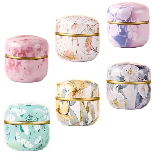 HAN SHENG 6 Pcs Airtight Tea Storage Tins 10 OZ, Food Storage Containers for Coffee Beans, Spices, Sugar