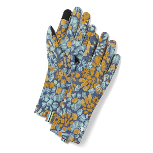 Smartwool Unisex Thermal Merino Glove Nightfall Blue Floral Large