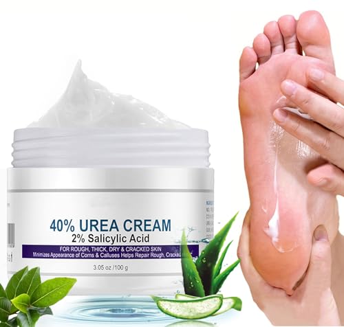 Crema Urea 40% más un 2% de ácido Salicílico 100g || Crema Pies Manos Tratamiento Intensivo para Piel Agrietada, árbol de té y Aloe Vera para Humectar, Eliminar Callos y Suavi