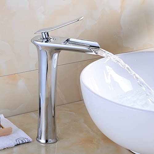 Grifo de baño de cascada de latón sólido LWX con acabado espejo cromado 5
