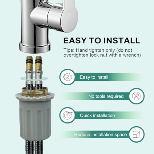 Image of HASTHIP 360 Swivel Mixer Faucet with Water Pipe, High Arch Kitchen Sink Tap, Tap for Wash Basin, Modern Faucet for Kitchen Sink or Bathroom Vanity Basin