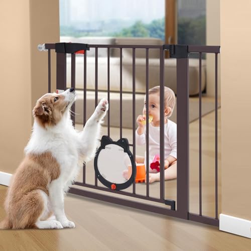 WFIETN Barrera de seguridad para niños, 93 x 76 cm, para sujetar o perforar, para balcones, entradas, pasillos o aberturas de puertas (café)