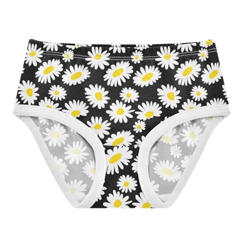 Joisal Cotton Toddler Underwear Floral White Daisies Black Panties for Girl Fun Kids Undies Briefs 2t