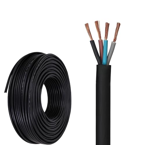 Cable Sumergible De 4 Núcleos De 1,5–6 Mm², Conductores De Cobre Puro, Cable Eléctrico Aislado De Goma Impermeable Para Motores Y Bombas De Agua, 30/98 Pies(160ft,6mm2-4c)