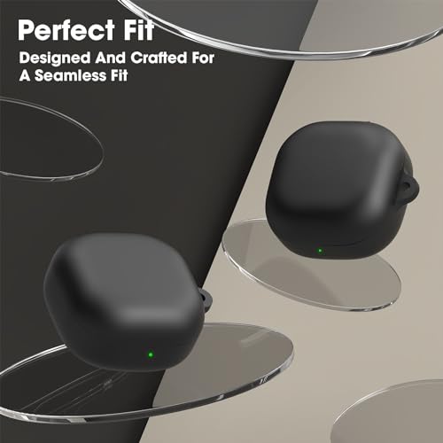 Image of Sounce Earphone Case Cover Compatible for Samsung Galaxy Buds 2 Pro, Soft Silicone Skin Case Cover Shock-Absorbing Protective Case with Keychain [Front LED Visible](Black)