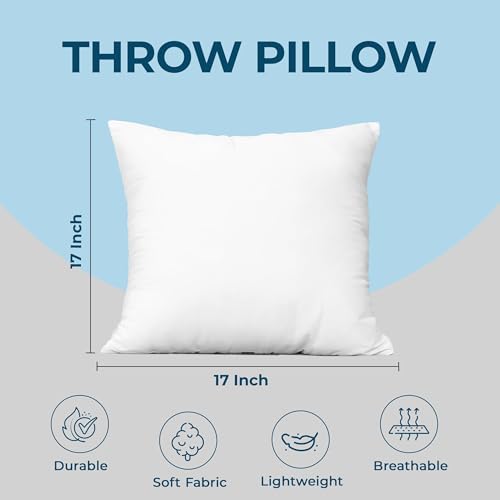 Image of Utopia Bedding Throw Pillows, Decorative 17x17 Pillow Inserts, Set of 4 | Down alternative pillow insert with plush fluffy fill for beds sofas couches and chairs. Suitable for indoor outdoor use.