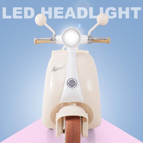 Image of Little Rides Lambretta Scooter | Rechargeable Battery Operated Ride-On Bike for Kids | Ages 2 to 5 Years | Premium Ride-On Toy Bike for Toddlers - Children - (Cream)