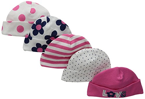 Image of Gerber Baby Girls' 5-Pack Caps