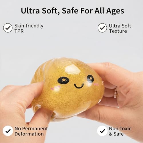 Colorful Glitter Dumpling-Sparkling Dumpling Sensory Soft Buns for Stress Relief & Anxiety,Fun Novelty Gift with Steamer Blind(White+Gold)