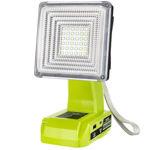 Image of 25W 2000LM Cordless LED Work Light Compatible with Ryobi One 18V Battery Portable Flood Lights for Outdoor Indoor Workshop Job Site, LED Floodlight with Pivoting Head /USB Port(No Battery)