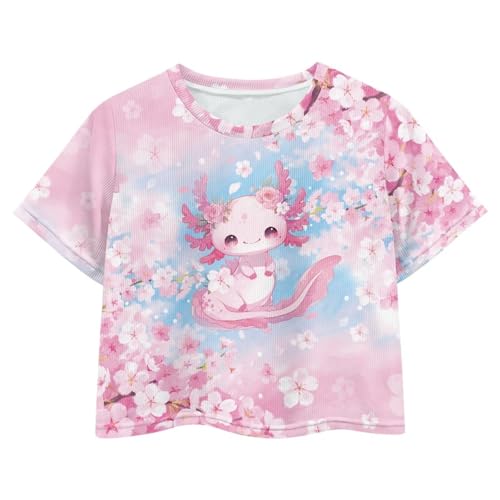 Image of Girls Fashion Crewneck Tee Shirts Casual Short Sleeve Crop Top Summer Outfits 5-14 Years Old
