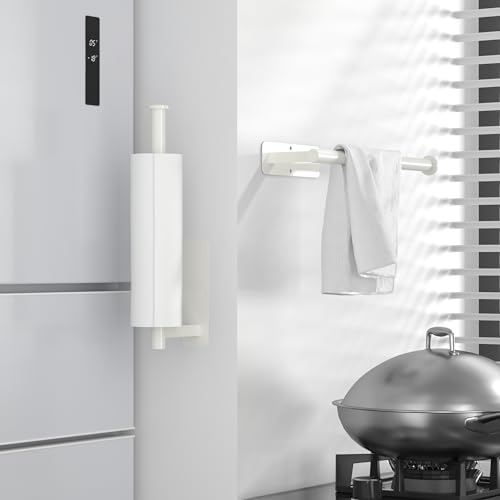 ASTOFLI Paper Towel Holder Under Cabinet No Drilling, Self Adhesive Paper Towel Holder Wall Mount for Kitchen Rack, Under Counter Napin Holder No Drill, RV, 304 Stainless Steel, White - Thumbnail 6