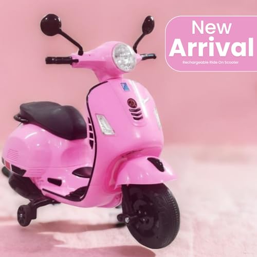 Image of Vespa 12v Battery Operated Rechargeable Ride On Scooter for Girls and Boys || 1 to 6 Years Kids Scooty, Pink