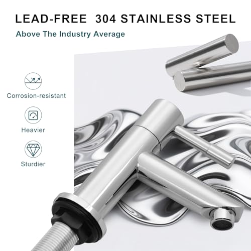 Wasserrhythm Basin Taps Pair Twin Bathroom Sink Taps Traditional Two Holes Lead-Free Stainless Steel Chrome Hot and Cold Water Wash Basin Tap 1/4 Turn 2 Holes