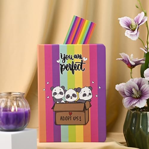 Image of Hardbound Diary Notebook A5 with Cover & Bookmark 192 Pages 80 GSM | Journal | Diary for Men | Gift for Mother (Panda)