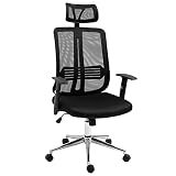 Vinsetto Fauteuil de Bureau Manager Grand Confort Chaise de Bureau réglable Tissu Maille Polyester Noir