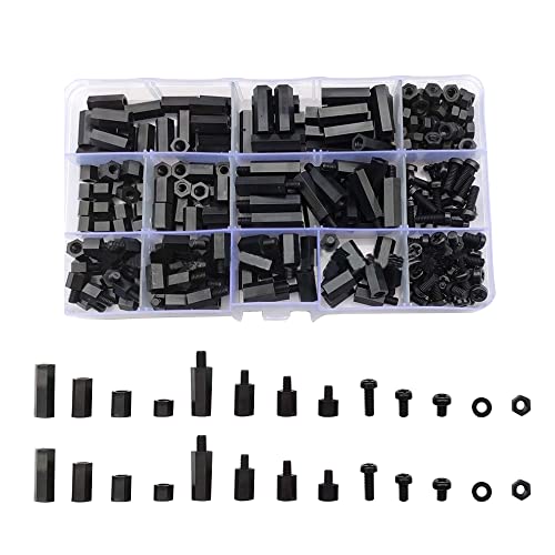 Csirnto Entretoise Plastique Vis M3 260 Pièces Entretoise Nylon Hexagonales Vis Plastique Mâle Femelle Hex Colonne Entretoise Vis Nylon Vis Ecrous Rondelles M3 Vis Cylindrique