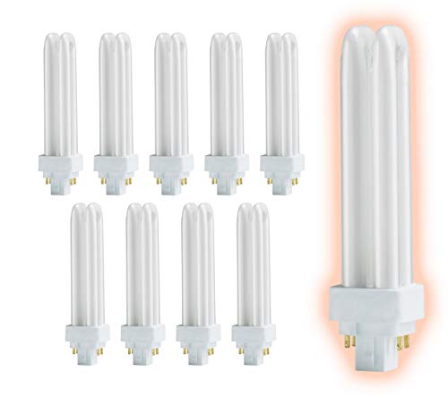 13 Watt CFL Light Bulbs | 4 Pin G24Q-1 Base 6500K Full Spectrum | 13W High Output 900 Lumens | Double Tube Compact Fluorescent Light Bulbs Plug-in | 10 Pack by GoodBulb