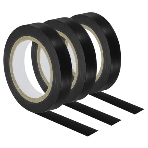 PATIKIL 32.8 Pies Agarre Acabado Cinta, 3 Paquete PVC Raqueta Acabado Cintas Raqueta Accesorios Adhesivo Sello para Tenis Bádminton, Negro