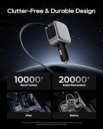 CUKTECH 85W USB-C Car Charger, Built-in 65W Retractable Cable, LED Display - image 7