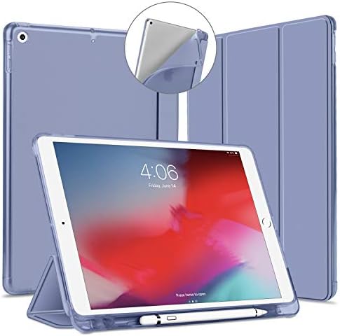 VAGHVEO Case for iPad 9th Generation 10.2 2021/ 8th Gen 2020/7th 10.2 2019 with Pencil Holder, Flexible Stand Smart Cases [Auto Wake/Sleep], Soft TPU Back Cover Shell for iPad 10.2 Inch, Dark Green