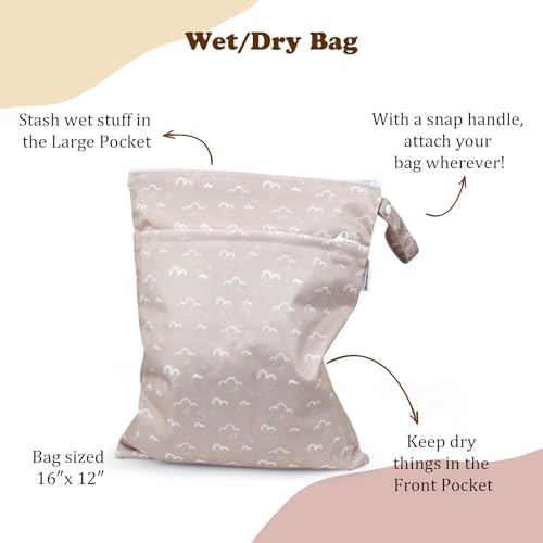 Image of Mama Koala 2 Pack Wet Dry Bags on the Go, Swimming Pool, Beach, in Gym, Fitness Center, Natatorium, Polyester Waterproof Diaper Bag with 2 Pockets, Portable, Reusable, Machine Washable-12in /16in-016