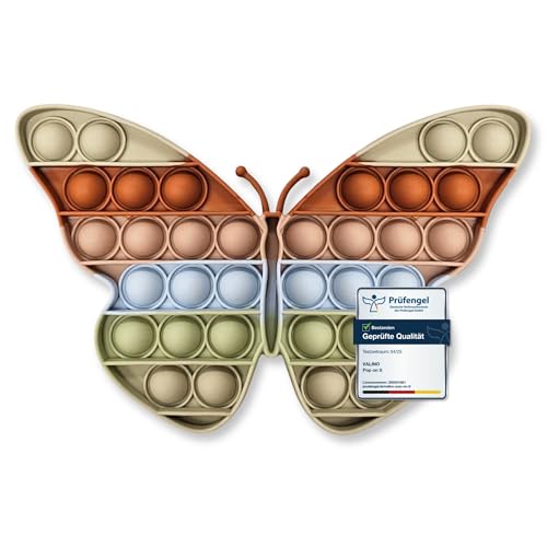 Valino Pop-It Spielzeug Pastellfarben | Wasserfeste Bubble Fidget Toys für Kinder | Sensorik Spielzeug aus hochwertigem Silikon (Schmetterling - BPA Frei)