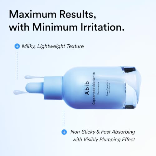 Image of Abib Copper Peptide Serum Bouncing Drop - GHK-Cu, Argireline & Matrixyl Peptide Face Serum | Skin Texture & Hydration | Korean Skincare | 1.69 fl oz