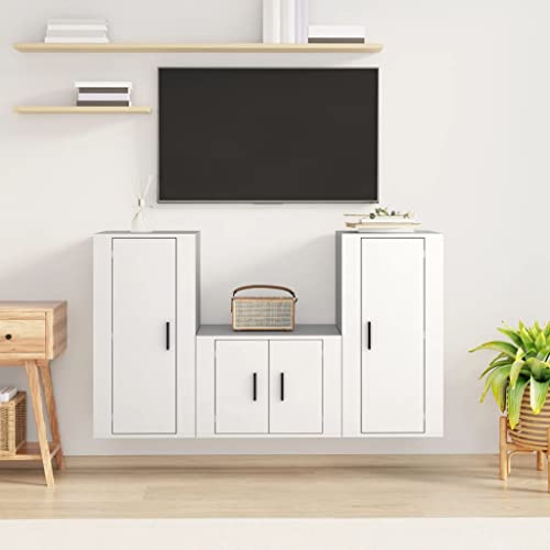 Générique Ensemble de Meubles TV 3 pcs Blanc Bois d'ingénierie,Meubles, Meubles TV,3188518