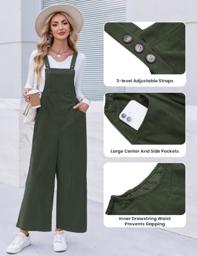 Ekouaer Corduroy Overalls for Women Casual Loose Jumpsuits with Pocket | Fall & Winter Wide Leg Jumpsuits for Women, Maternity Overalls, Fashion Casual Jumpers for Women, Cute Sleeveless Outfits - image 5