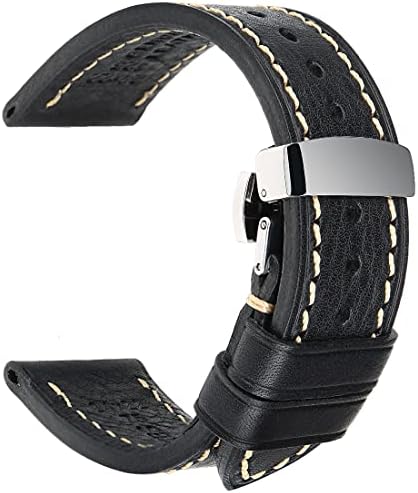 REZERO Handmade Genuine Leather Watch Band, Vegetable Tanned Leather, Oil-Waxed Watch Straps Replacement 18mm 19mm 20mm 21mm 22mm 23mm 24mm 26mm for Men, Women