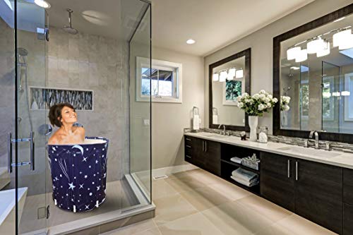 Cavendi mobile faltbare Badewanne fuer Dusche 65x70cm tragbare Kunststoff Faltbadewanne Badeeimer Erwachsene - Image 3