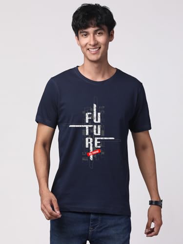 Image of ADRO Men's Graphic Printed 100% Cotton T-Shirt - Regular Fit, Printed T-Shirts for Men