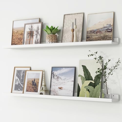 FLYJOE Picture Ledge Shelf, Floating Shelves Set of 2, 48 Inches Long Large Nursery Book Shelves for...