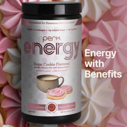 Image of Perk Energy Drink Mix (Sugar Cookie) 20 Servings, Gluten-Free, Soy-Free | Caffeinated Healthy Coffee Alternative with Protein, 100mg of Caffeine, Peanut-Free