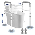 Jhkopqe Toilet Safety Rails(350 LB),Stand Alone Toilet Safety Frame,Adjustable and Foldable Toilet Safety Rails,Toilet Handles for Elderly and Disabled & Handicap,Fit Any Toilet.