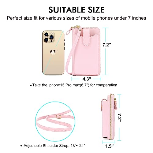 Image of Peacocktion RFID Crossbody Wallet Purse for Women Small Travel Cell Phone Purses Trendy Vegan Leather Bags with Card Slots