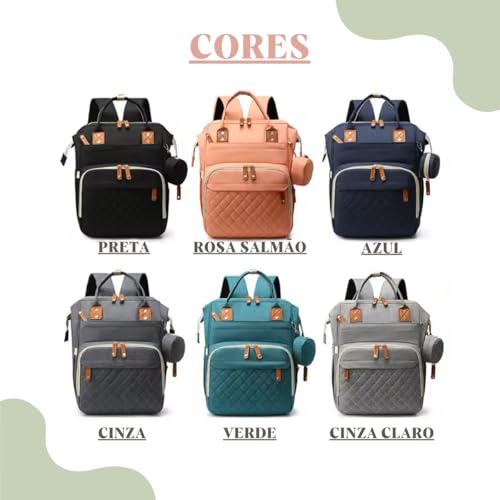 Bolsa Maternidade Mochila Impermeável Multifuncional Espaçosa para a Mamãe e o Bebê com Bolsos para