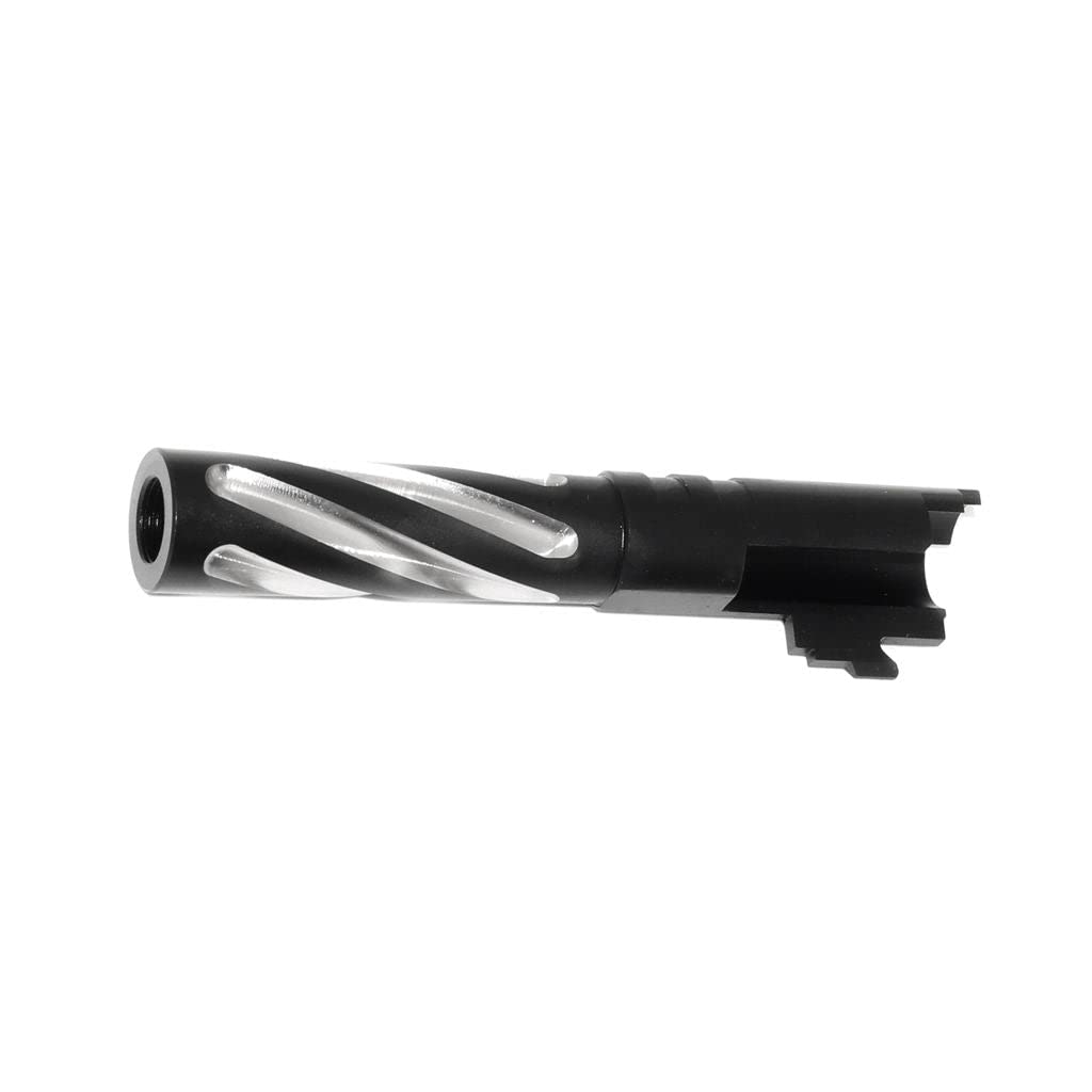 Airsoft Partie 5KU 4.3" Baril extérieur en Spirale de Style tornade +11mm CW Sens horaire pour Tokyo Marui Hi-Capa 4.3 GBB Noir/Argent