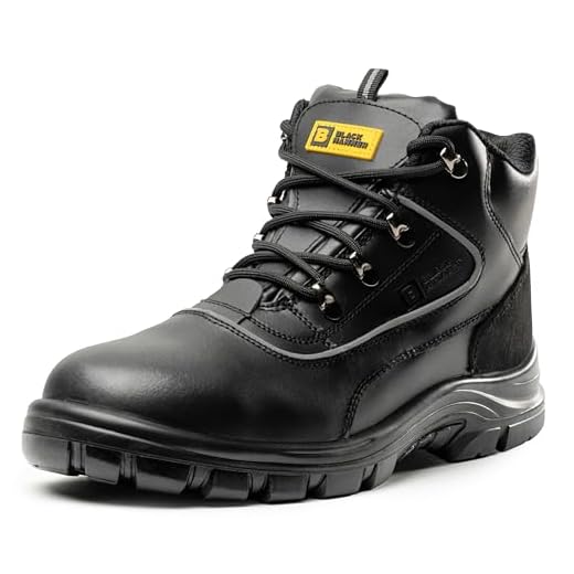 Sicherheitsstiefel Herren S3 SRC Stahlkappe Arbeitsschuhe Knöchelhoch Leder Sicherheitsschuhe Schwarz Leicht 7752 Black Hammer (43 EU)