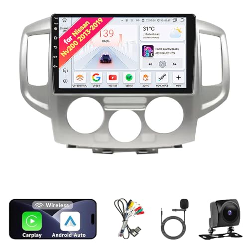 Autoradio stereo Android 14 Per Nissan NV200 2013-2019 - Schermo touch IPS da 9 kit cruscotto aggiornato con CarPlay e Auto navigazione GPS Bluetooth 5.0 WiFi SWC 5G DSP9 inch8Core 4