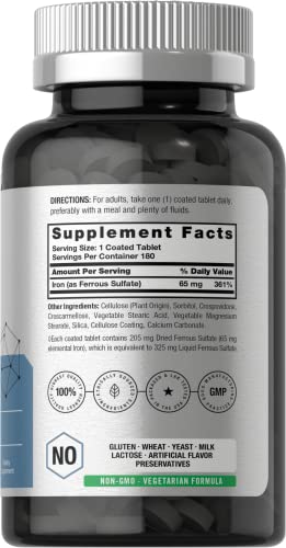 Horbäach CL1765 Iron Ferrous Sulfate 325Mg | 180 Count | Vegetarian, Non-Gmo & Gluten Free Dietary Supplement thumb #1