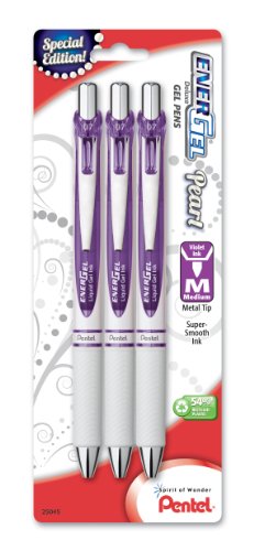 Pentel Gel Ink Pen, EnerGel Pearl RTX Retractable Gel Pen, 0.7mm (BL77WBP3V)